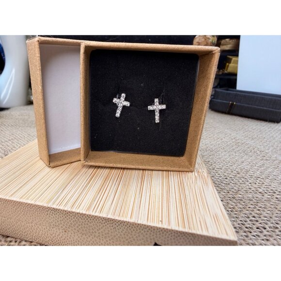 Dainty Crystal Cross Earrings In Gift Box For Women Or Teens - Picture 6 of 8